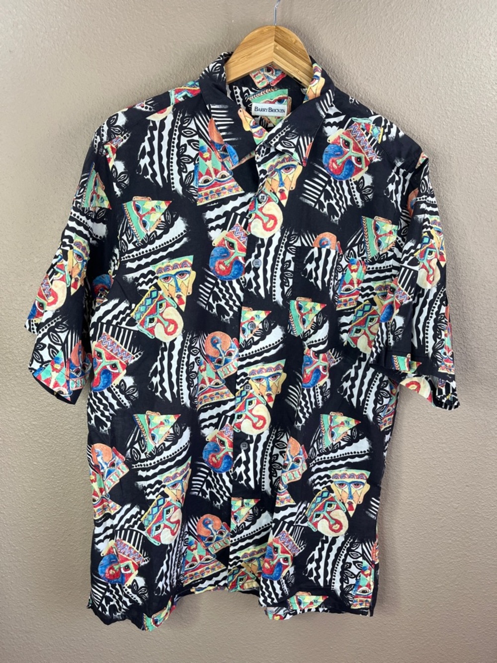Bobby Brost Black Short-Sleeve Geometric Print Button-Down Shirt